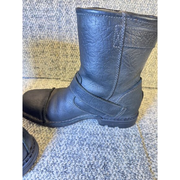 Vintage UGG Australia Black Leather Shearling-Lined Ankle Boots Men's Size 7 Wi - Picture 10 of 16